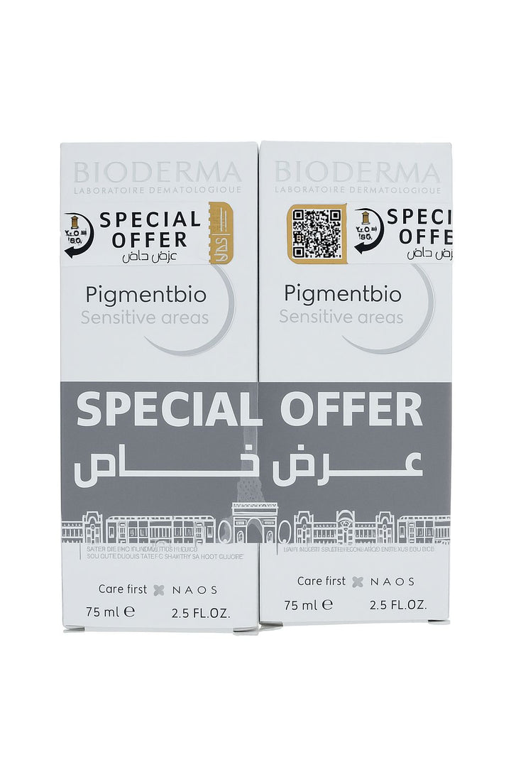 BIODERMA Pigmentbio Sensitive Areas Special Offer - 75x75ml | بيوديرما بيغمنتبيو للمناطق الحساسة عرض خاص - 75×75 مل