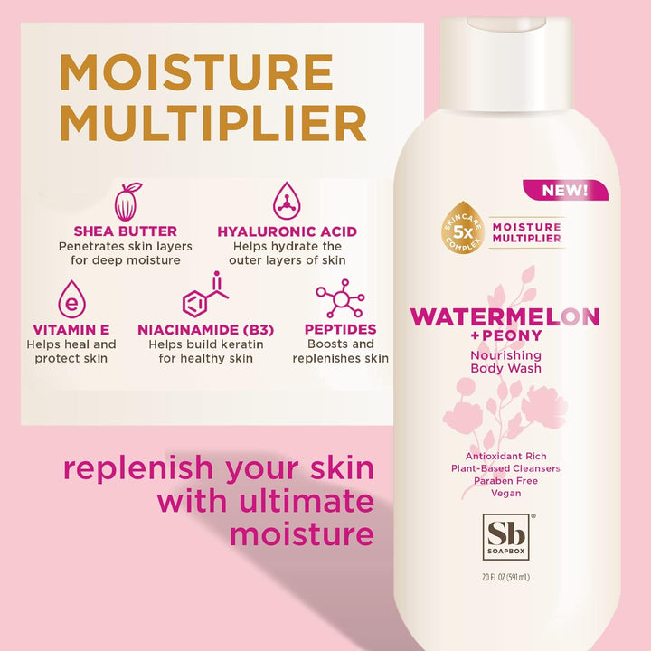 Soapbox Body Wash Watermelon & Peony - 591ml|سوب بوكس غسول للجسم بنكهة البطيخ-591 مل