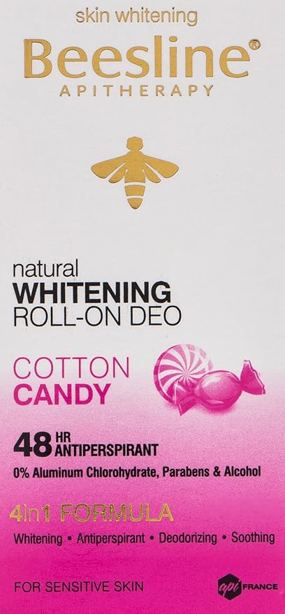 Beesline Whitening Roll On Deodorant Cotton Candy - 50ml | بيزلينرول اون مزيل العرق رول أون يفتح البشرة - برائحة السكاكر 50 مل
