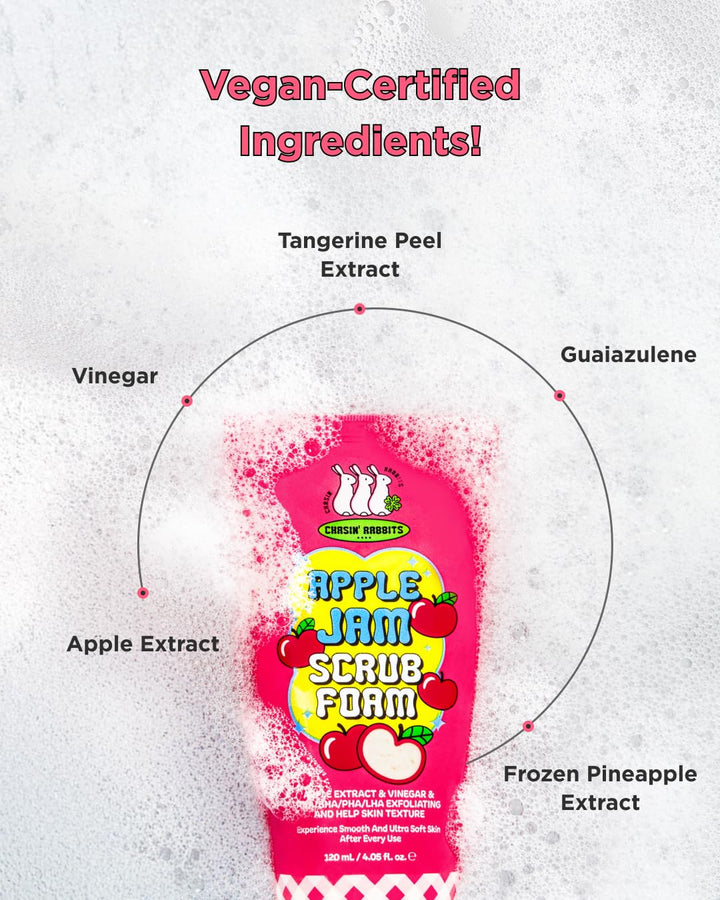 CHASIN' RABBITS Apple Jam Scrub Foam  - 120ml|   تشيسن رابتس غسول ومقشر الوجه - 120مل