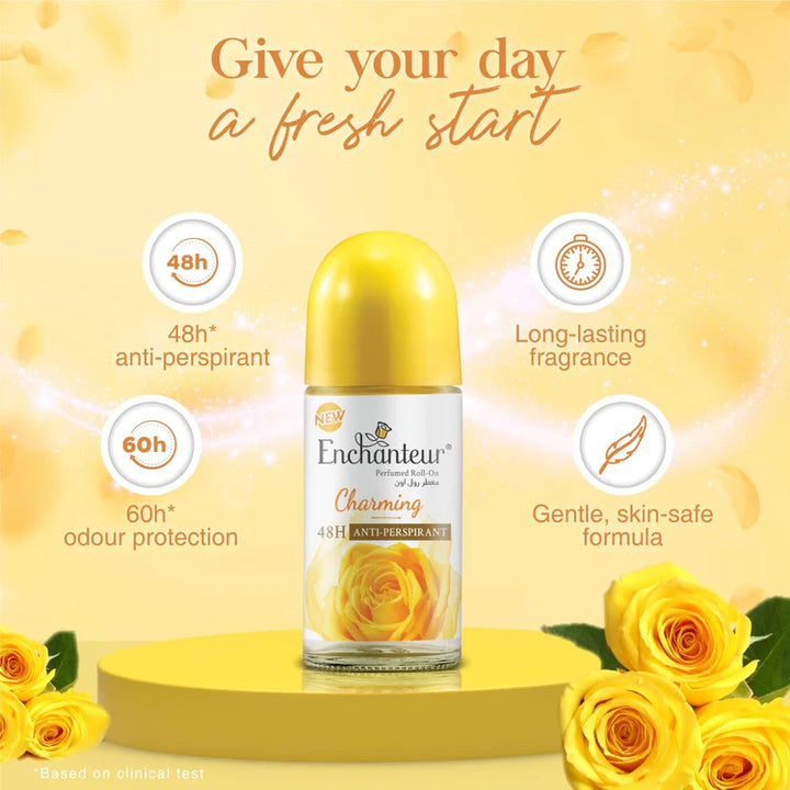 Enchanteur Charming Perfumed Roll-on Deo 48 H - 50ml| انشانتر مزيل تعرق رول معطر  يدوم 48 ساعة