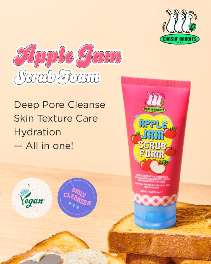 CHASIN' RABBITS Apple Jam Scrub Foam  - 120ml|   تشيسن رابتس غسول ومقشر الوجه - 120مل