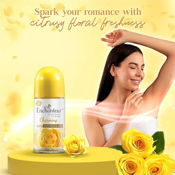 Enchanteur Charming Perfumed Roll-on Deo 48 H - 50ml| انشانتر مزيل تعرق رول معطر  يدوم 48 ساعة