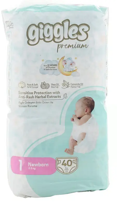 giggles 1 Newborn 2_5 kg 40 Pcs | جيجلز 1 نيو بورن 2-5 كجم – 40 قطعة