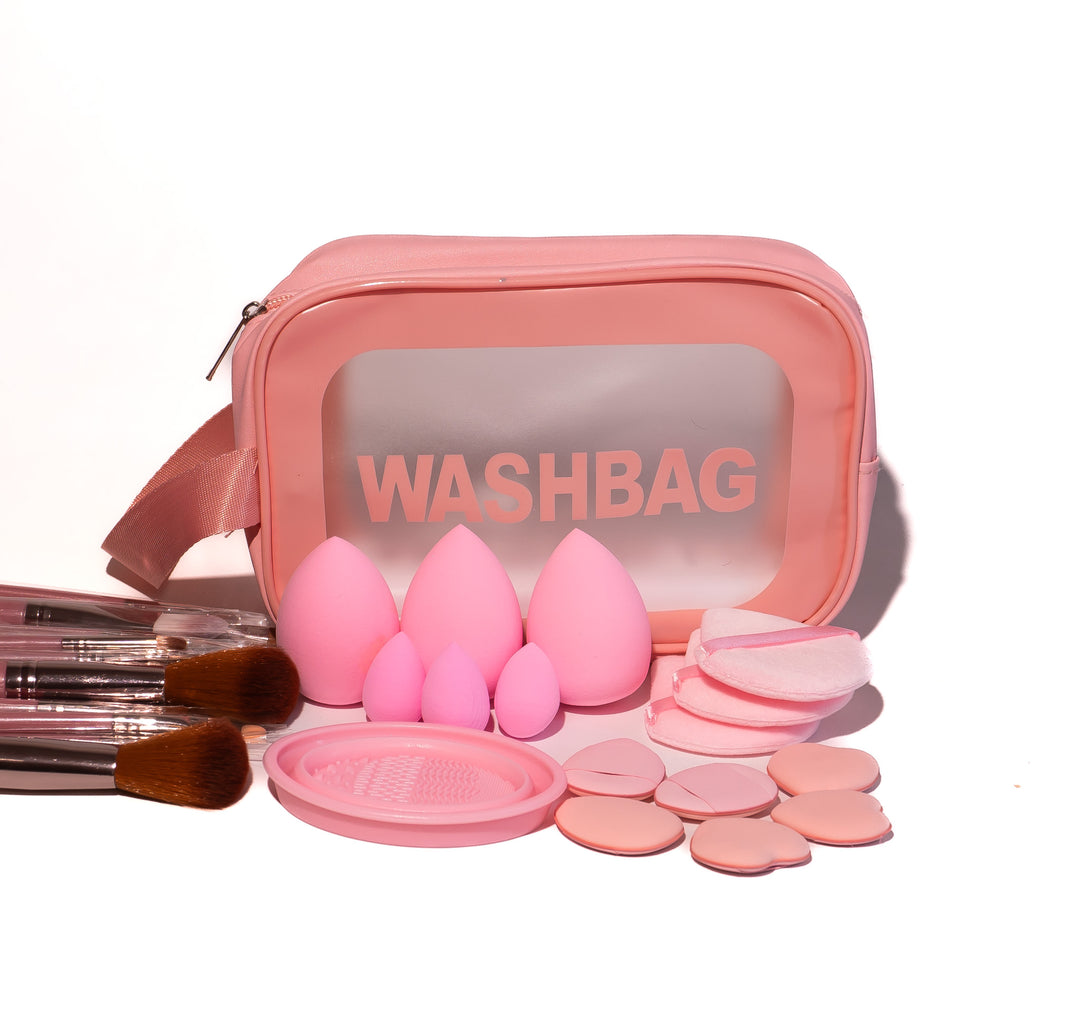 Set Brush & Spong & Bag small - 22x15x1 pcs | مجموعة فرش وإسفنج مع حقيبة صغيرة - 22x15x1 قطعة