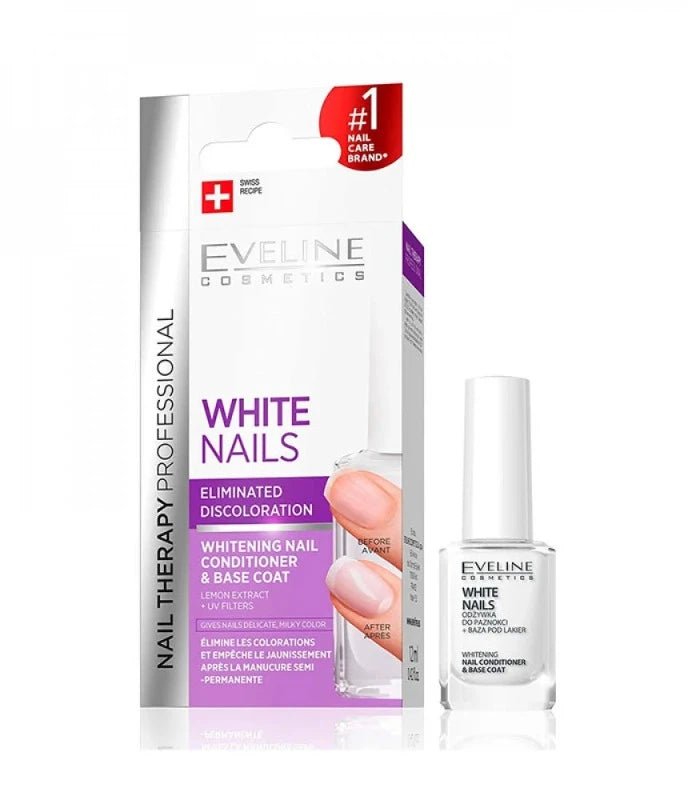 EVELINE Whitening Nail Conditioner & Base Coat - 12ml | ايفلين طلاء مفتح يستخدم ك توب كوت او ك طبقة قاعدية - 12 مل