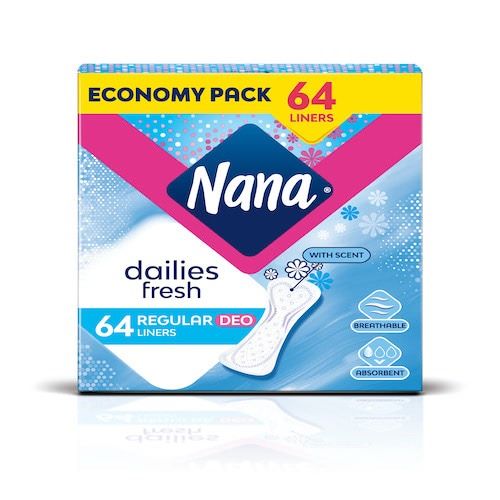 Nana Regular Liners - 64pads | نانا فوط يومية معطّرة - 64 قطعة