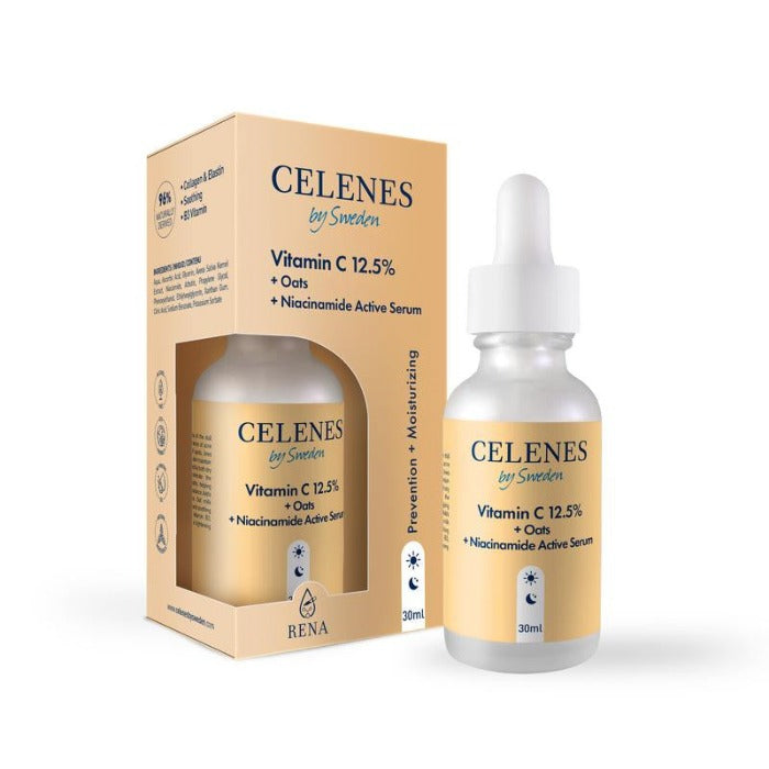 Celenes Active Serum Vitamin C 12,5% + oats + niacinamide - 30ml  | سيلينس سيروم فيتامين سي ونياسيناميد - 30 مل