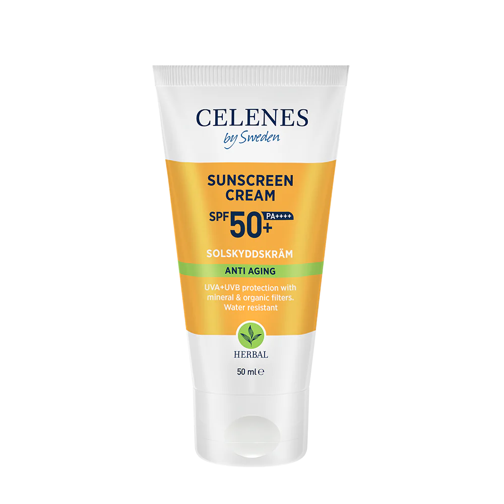 Celenes by Sweden Sunscreen Cream Spf50+ Anti Aging - 50ml | سيلينس كريم واقي شمسي مضاد للتجاعيد spf50+ - 50 مل