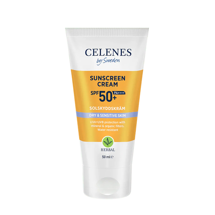 Celenes by Sweden Sunscreen Spf50+ Dry & Sensitive Skin - 50ml | سيلينس كريم واقي شمسي للبشرة الجافة و الحساسة spf50+ - 50 مل