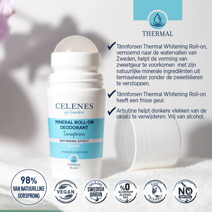 Celenes by Sweden Mineral Roll-On Tannforsen Whitening Effect - 75ml | سيلينس مزيل تعرق رول اون معدني و مفتح - 75 مل