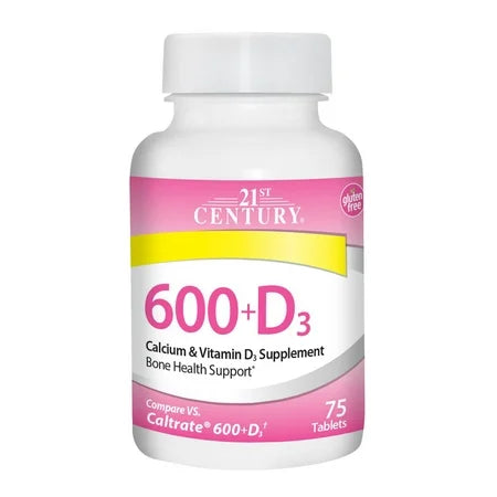 21st Century Calcium 600+D3 - 75tablets | أقراص كالسيوم 600 + دال3 - 75 قرص