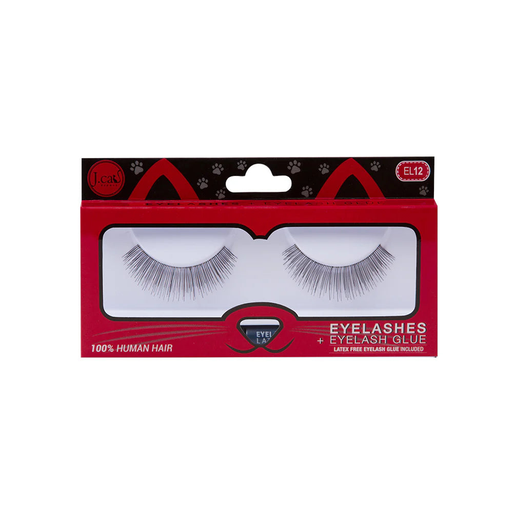 J. Cat Eyelashes + Eyelash Glue El 12| جي كات رموش + لاصق رموش
