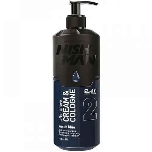 NISH MAN Cream & Cologne Arctic blue - 400ml| نايش مان   كريم وكولونيا  بعد الحلاقة 2 في 1-400مل