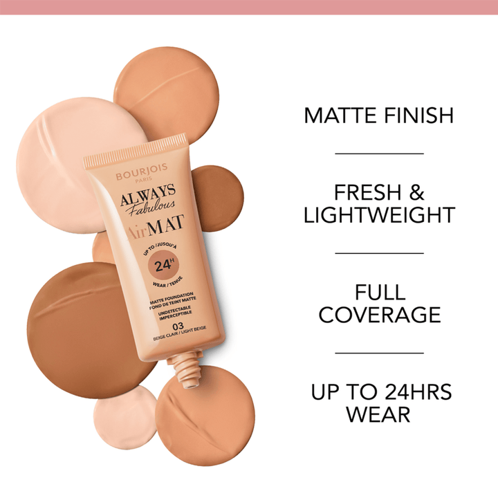 Bourjois Always Fabulous Air Mat Foundation - 30 ml| برجوا كريم أساس مات -30 مل