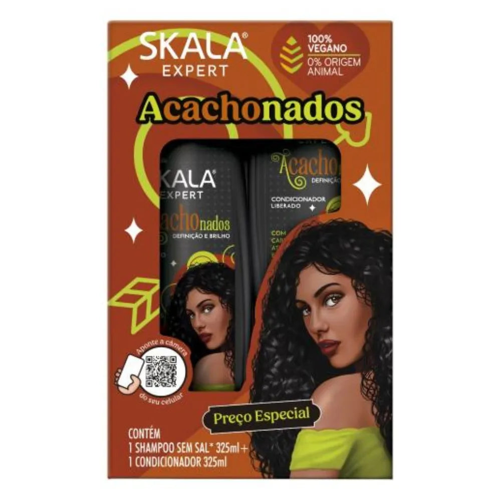 SKALA Kit Shampoo & Condicionador Acachonados - 325x325ml |سكالا مجموعة شامبو و بلسم للعناية بالشعر الأسود - ‏ 325x325 مل