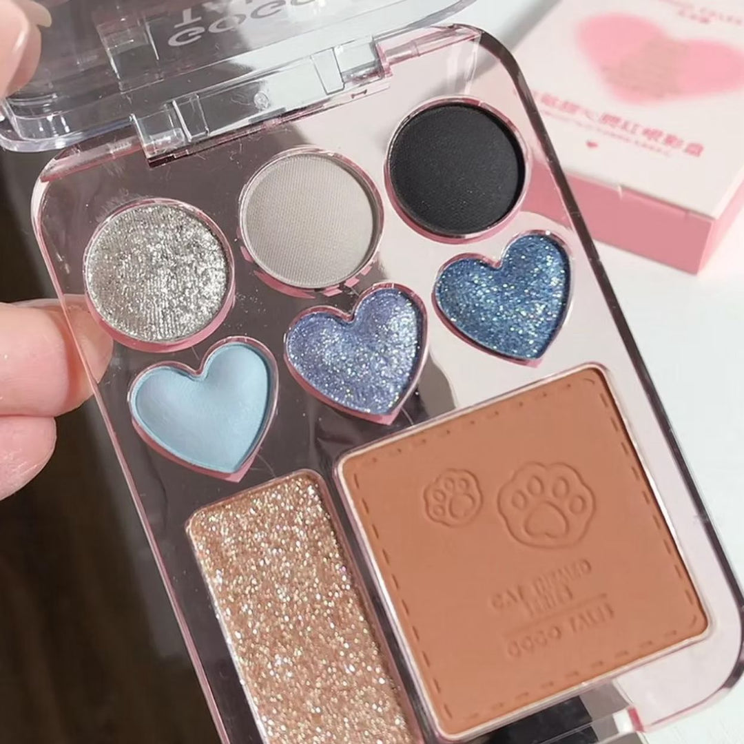 GOGO TALES Tales Stick Sweet Heart Powder Blusher Eyeshadow Palette  - 9.5g | جوجو تاليس باليت اي شادو وبلاش - 9.5 غ