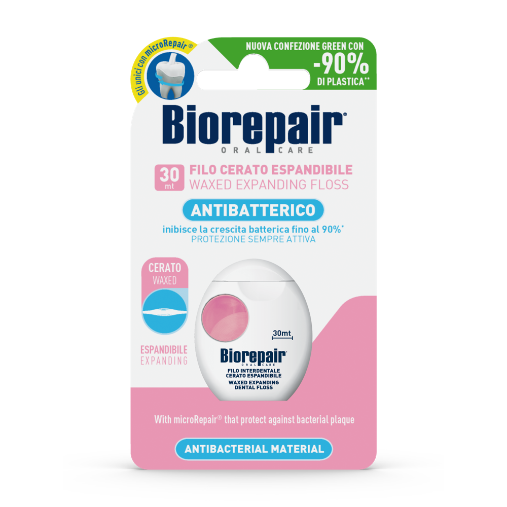 Biorepair Antibacterial Material Waxed Floss | بايوريبير خيط تنظيف الأسنان مضاد للبكتيريا