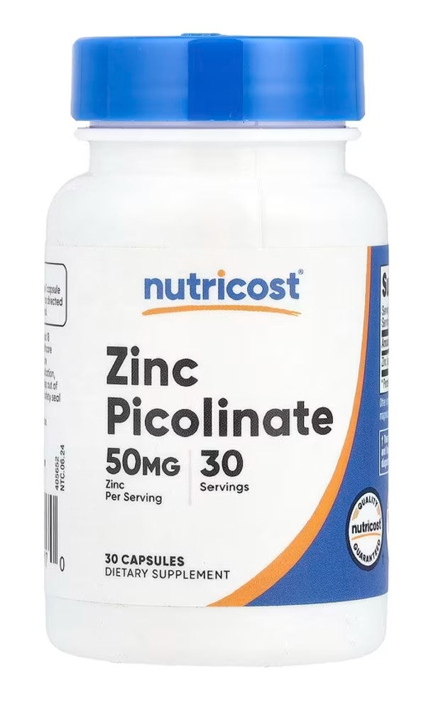 Nutricost Zinc Picolinate 50mg - 30capsules | أقراص زنك 50 مغ - 30 قرص