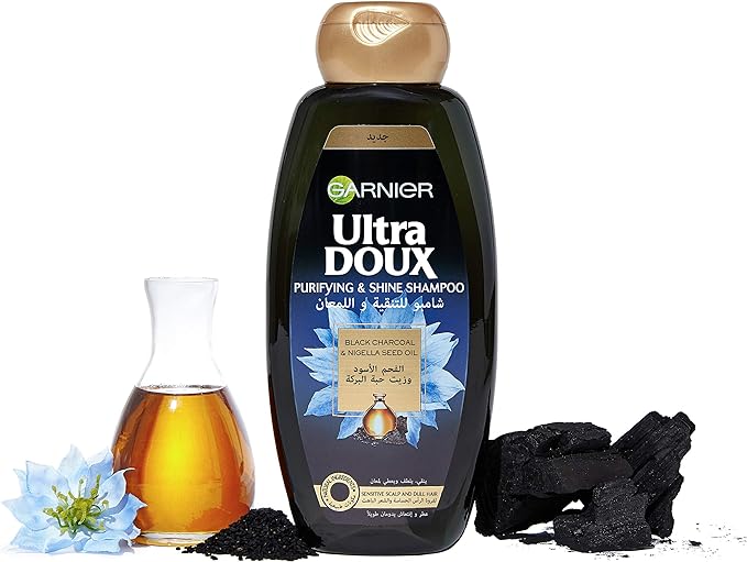 Garnier Ultra Doux Charcoal Shampoo - 400ml | غارنييه شامبو بالفحم الأسود للشعر الباهت - 400 مل