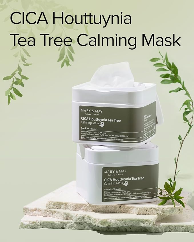 MARY & MAY Cica Houttuynia Tea Tree Calming Mask 400 g | ماسك مهدئ من ماري أند ماي بسكا هوتتونيا وزيت شجرة الشاي – 400 جم
