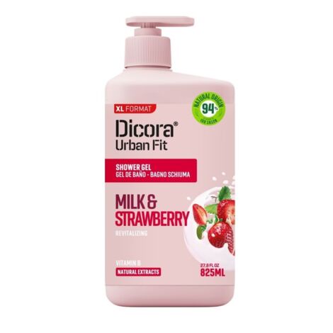 Dicora Shower Gel Milk & Strawberry - 825ml | ديكورا جل استحمام بالحليب و الفراولة - 825 مل