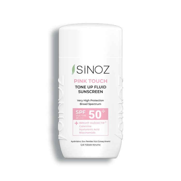 SiNOZ Pink Touch Tone Up Fluid Sunscreen SPF50 - 50ml | سينوز واقي شمسي سائل مع توهج وردي spf50 - 50 مل