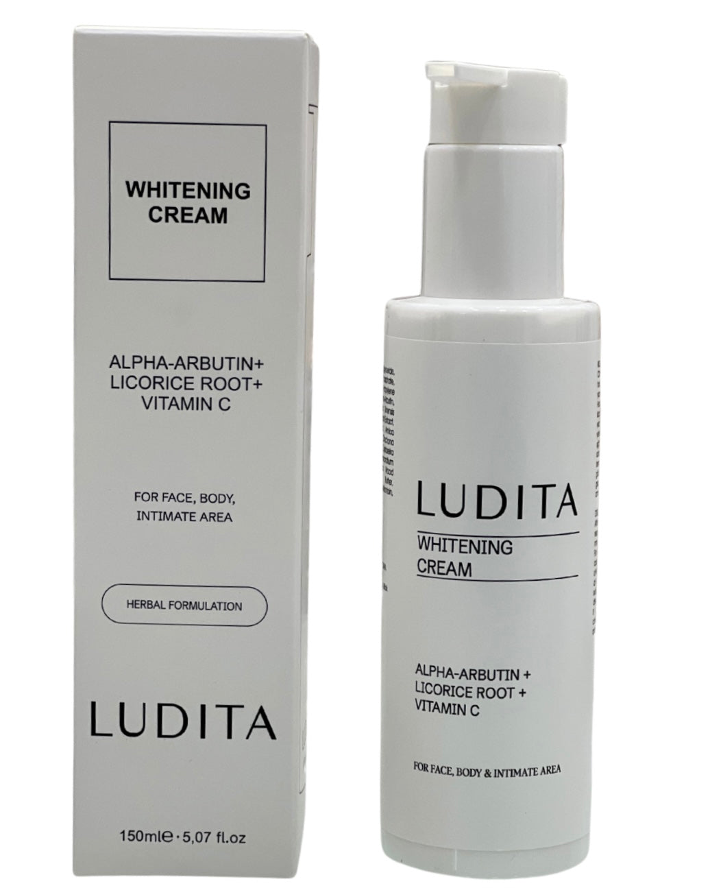 LUDITA Whitening Cream Alpha _Arbutin+ Licorice Root + Vitamin C - 150ml | لوديتا كريم تفتيح – ألفا أربوتين + جذور العرقسوس + فيتامين سي – 150 مل