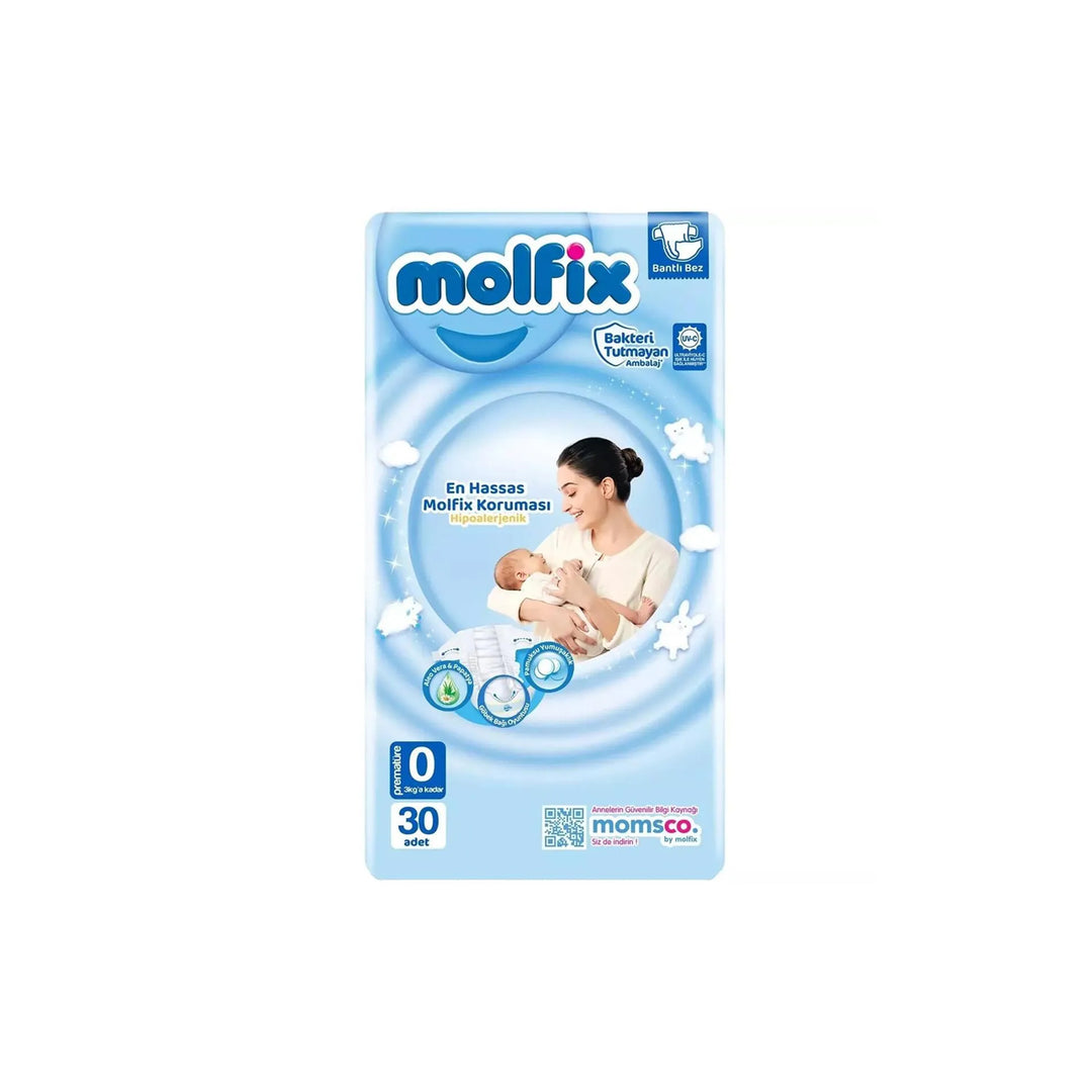 molfix Most Sensitive Molfix Protection Hypoallergenic 30 Pcs | مولفيكس حفاضات للأطفال الأكثر حساسية - 30 قطعة