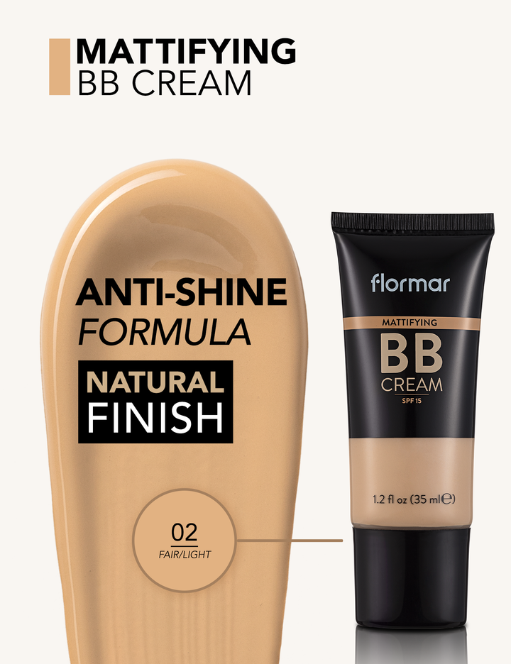 Flormar Bb Cream Mattifying Spf15 - 35ml | فلورمار بي بي كريم مطفأ اللمعة بعامل حماية من الشمس 15 - 35 مل