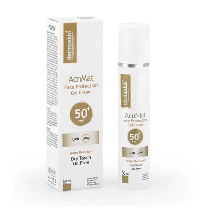 Dermo Skin AcnMat Sunscreen Gel Cream SPF50+  - 50ml | ديرمو سكين  كريم جل واقي من الشمس من مع عامل حماية 50  - 50 مل