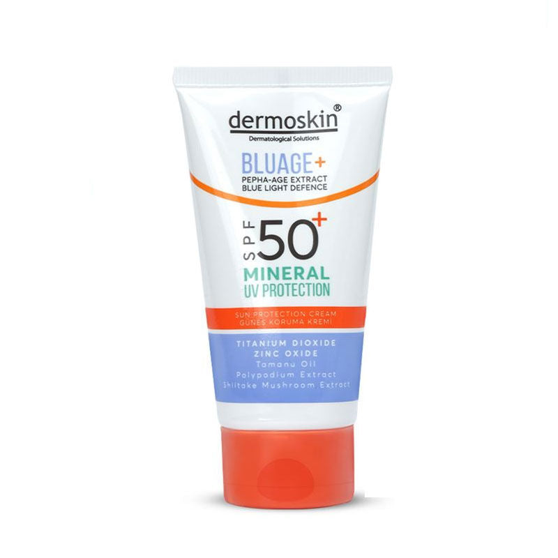 dermo skin Bluage+ SPF50+ Mineral Filter Sun Protection Cream - 50ml | ديرمو سكين كريم واقي شمسي فيزيائي spf50+ - 50 مل
