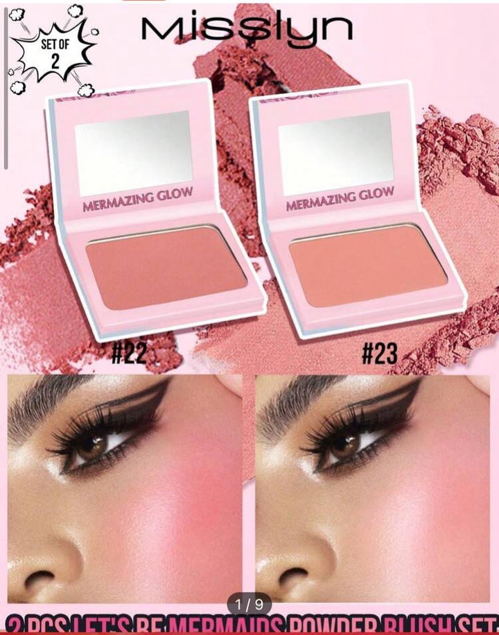 Misslyn Lets Be Mermaids Strobing Powder + Mermazing Glow Strobing Cream - 6x6g | - 6x6 غرام غرام ميسلين مجموعة بلاش للخدود -