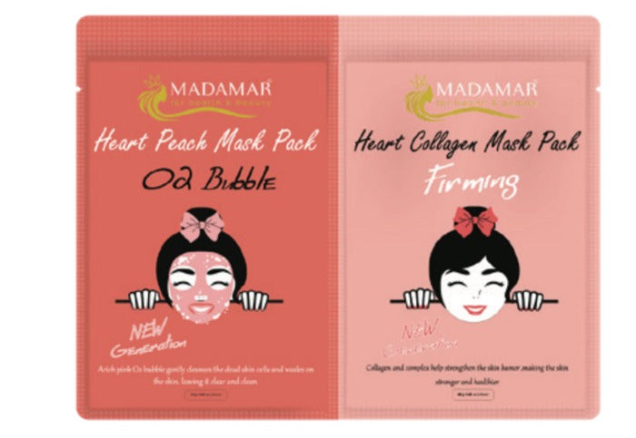 MADAMAR Heart Mask Peach - 2 Sheat | مادامار ماسم للوجه - قطعتان