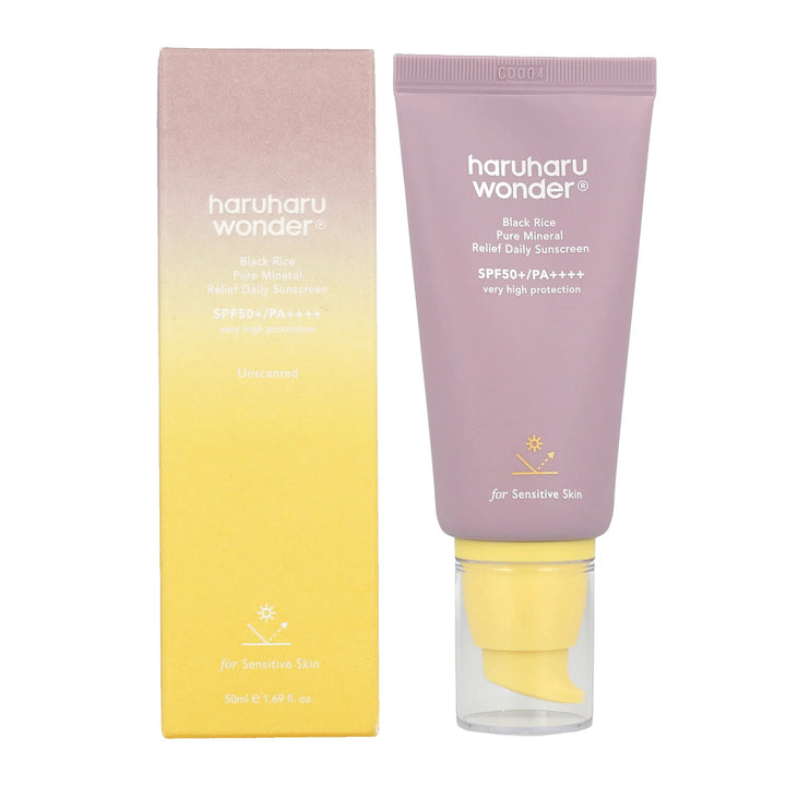 Haruharu Wonder Black Rice Pure Mineral Relief Daily Sunscreen - 50ml | هاروهارو وندر كريم واقي شمسي فيزيائي بالأرز الأسود - 50 مل