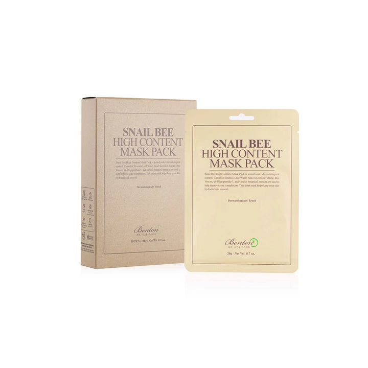 BENTON Snail Bee High Content Mask Pack 10 Pcs - 20g | بينتون ماسك الوجه الغني بالحلزون و سم النحل 10 قطع - 20 غرام
