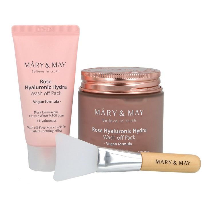 MARY & MAY Vegan Rose Hyaluronic Mask Special Set | ماري اند ماي  مجموعة قناع للوجه بحجمين مختلفين