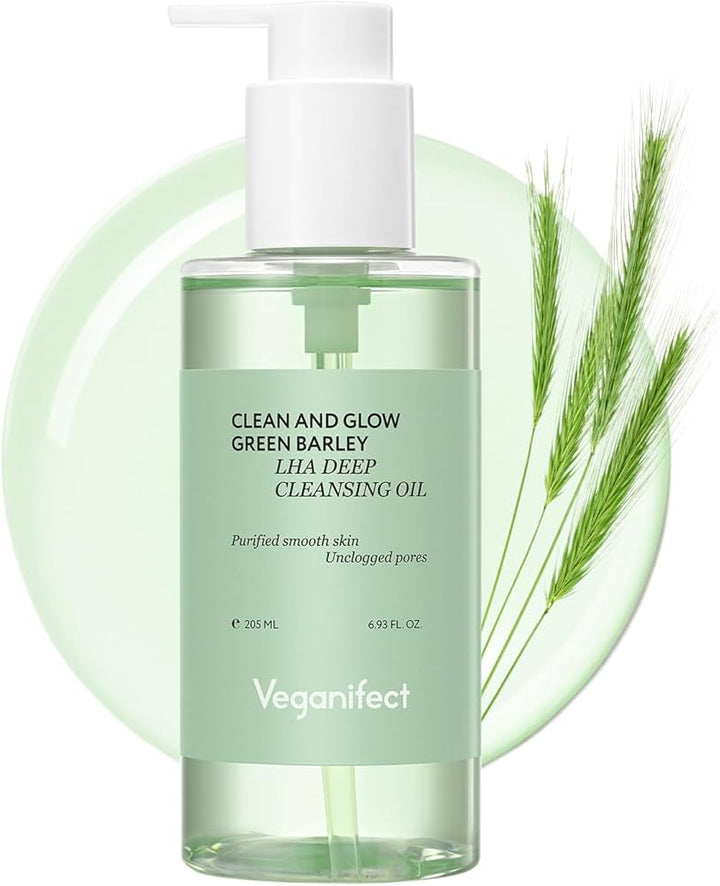 Veganifect Clean and Glow Green Barley LHA Deep Cleansing Oil - 205ml | فيجانفيكت غسول زيتي بالشعر الأخضر - 205 مل