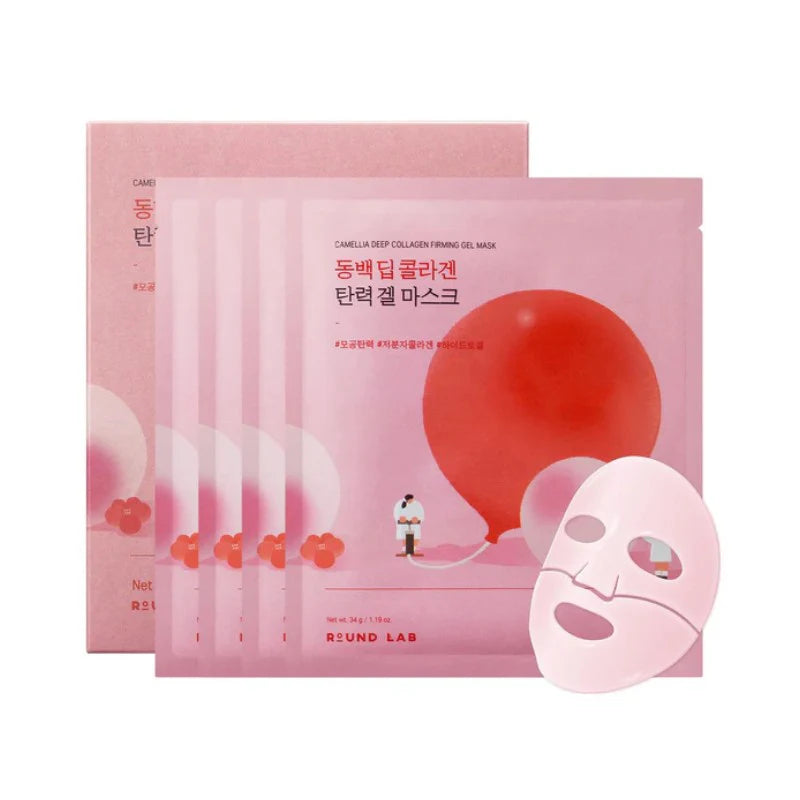 ROUND LAB Camellia Deep Collagen Firming Gel Mask - 4pcs | راوند لاب ماسك للوجه بالكولاجين والكاميليا - 4 قطع