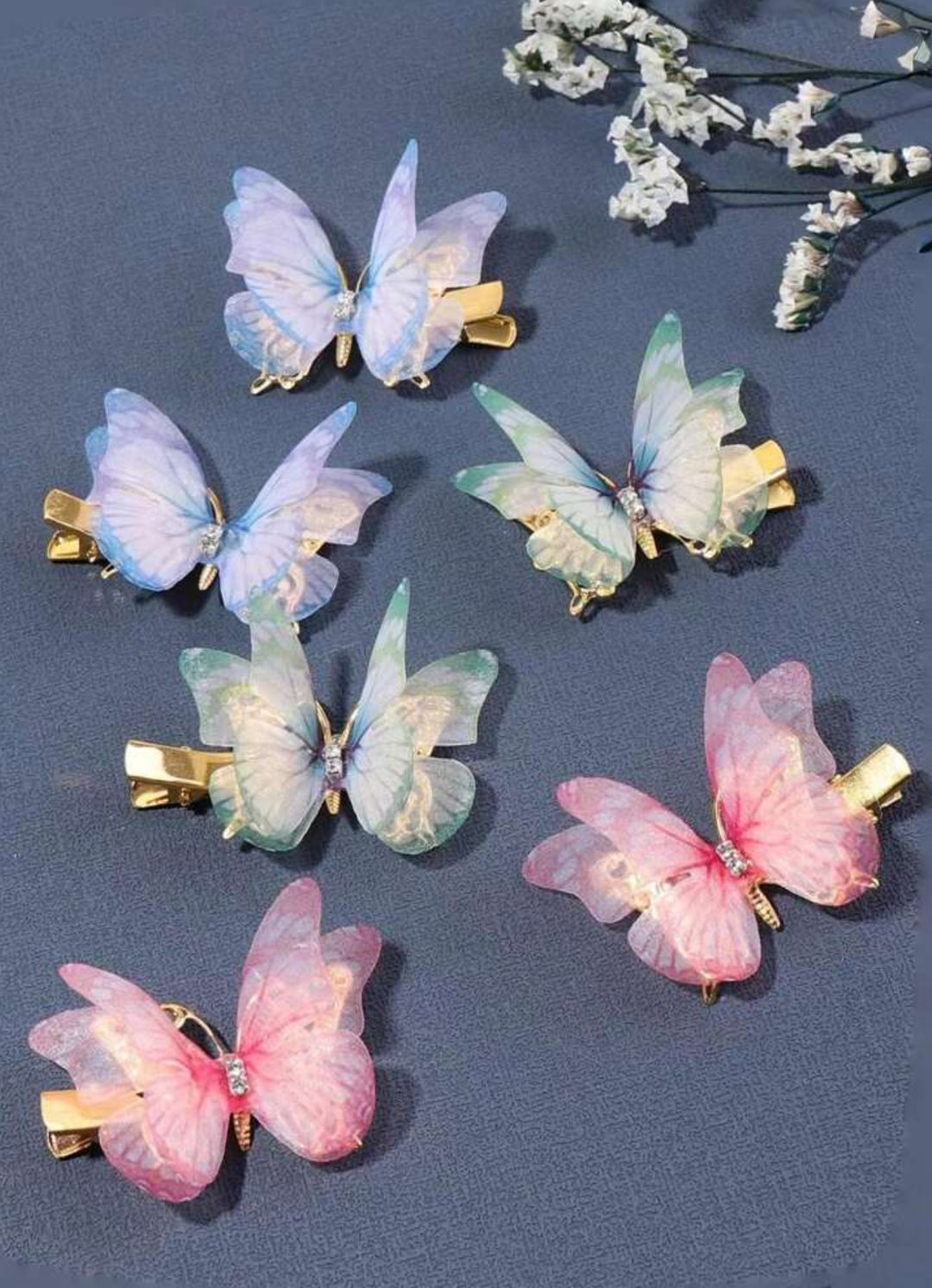 Butterfly Hair Clips - 6pcs | مجموعة مشابك شعر فراشة - 6 قطع