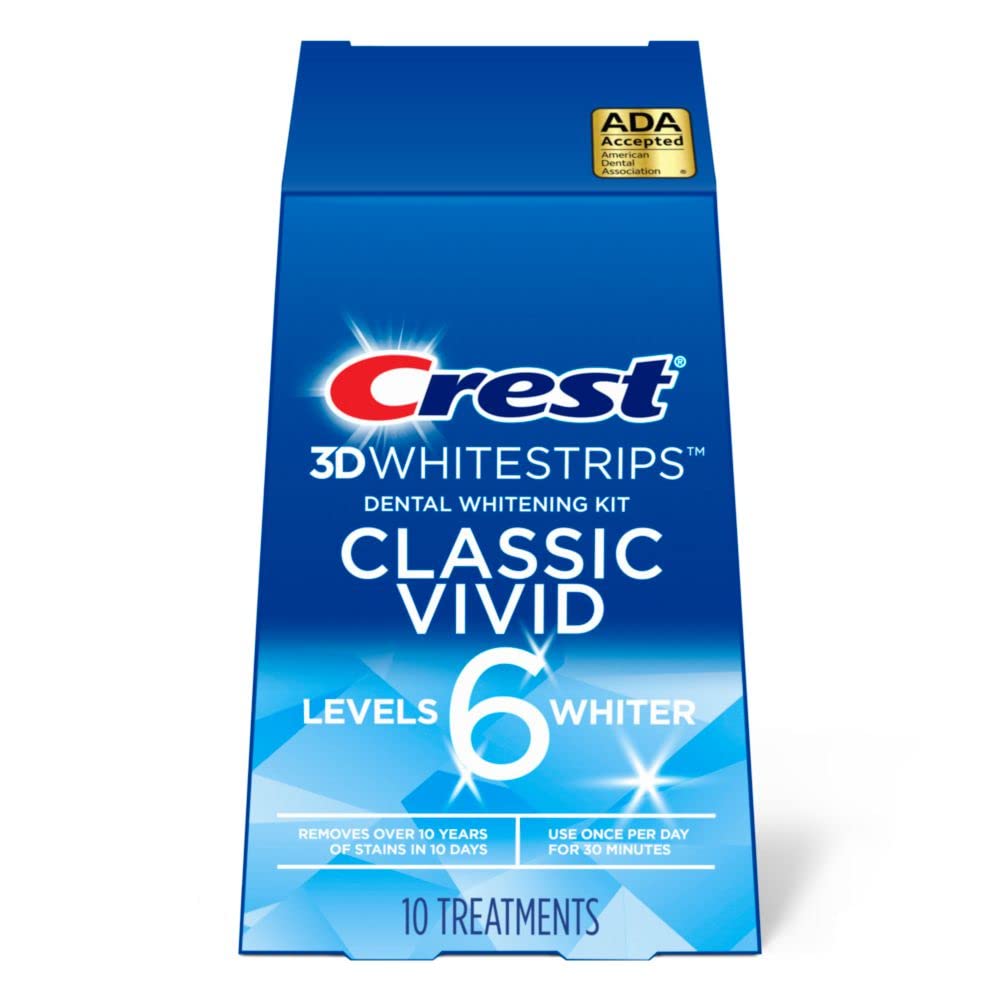 Crest 3D Whitestrips, Classic Vivid - 20strips | كريست شرائط تبييض الأسنان - 20 شريط