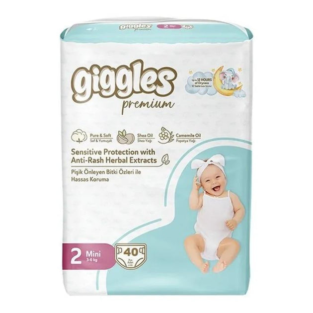 giggles 2 Mini 3_6 kg 40 Pcs | جيجي ليس حفاضات للأطفال بوزن 3_6 كغ - 40 قطعة