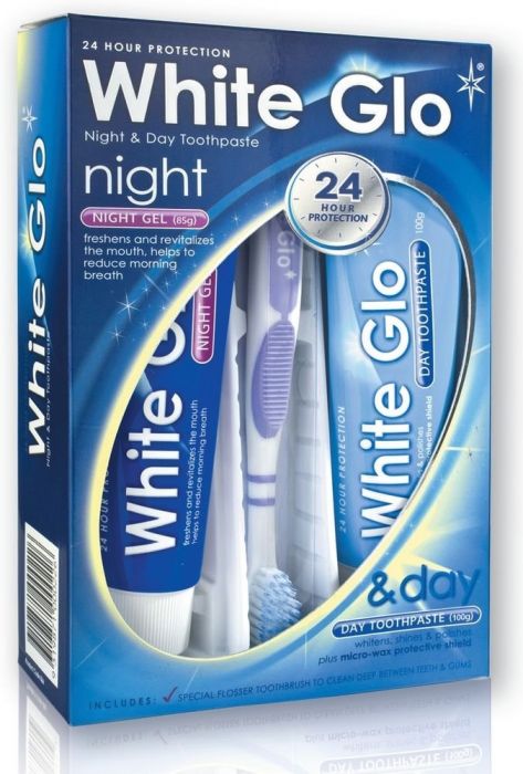 White Glo Night Gel & Day Toothpaste - (100g)65ml | وايت جلو معجون اسنان صباحي و مسائي - 100 غرام \ 65 مل