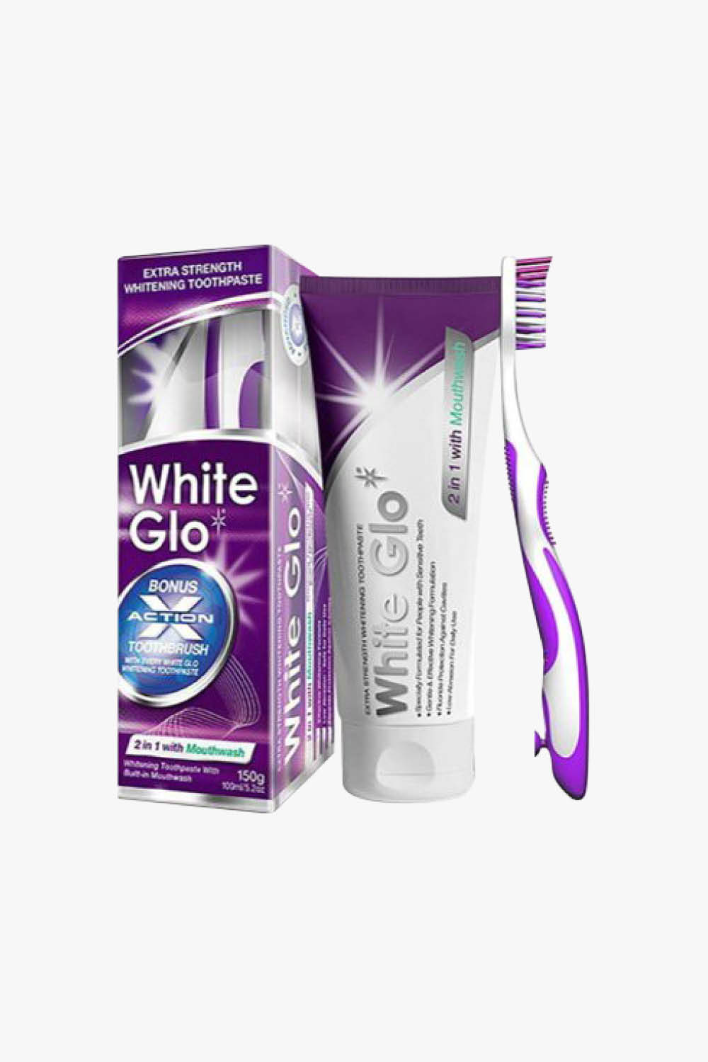 White Glo 2 In 1 Whitening Toothpaste With Mouthwash - 150g/100ml | ويات جلو 2 في 1 معجون أسنان مبيض مع غسول فم - 150 غرام/100 مل