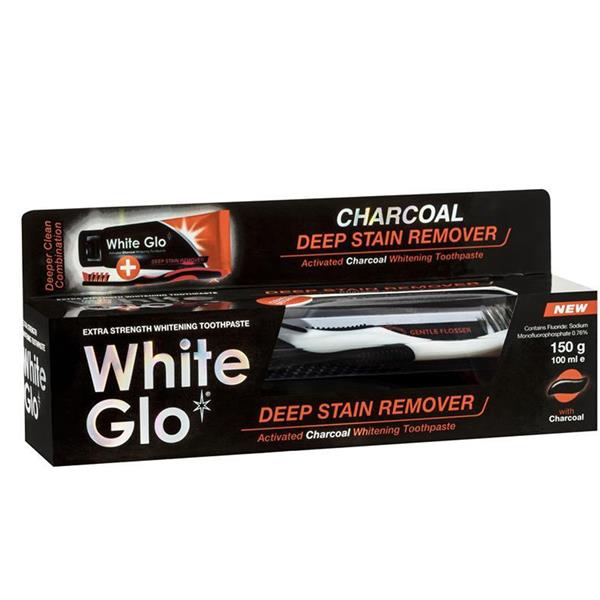 White Glo Activated Charcoal Paste - 150g/100ml | وايت غلو معجون أسنان بالفحم النشط - 150 غرام/100 مل