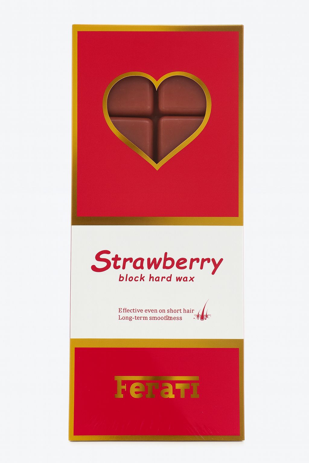 Ferati Strawberry Block Hard Wax - 500g | فيراتي شمع لإزالة الشعر برائحة الفراولة - 500 غ