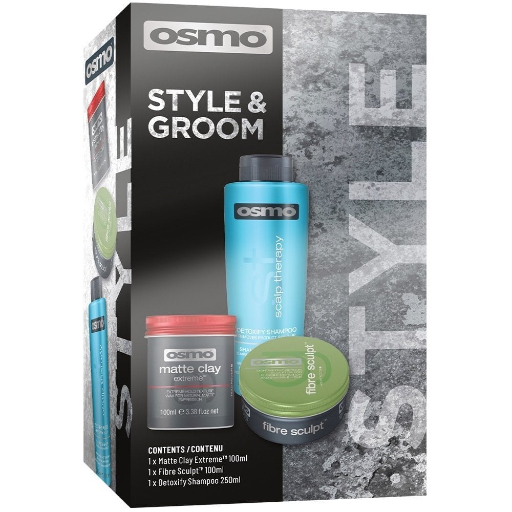 Osmo Matte Clay Extreme - Fibre Sculpt -Detoxify Shampoo - 100ml -100ml -250ml | أوزمو مجموعة العناية والتصفيف الكاملة للرجال 100 مل -100 مل -250 مل