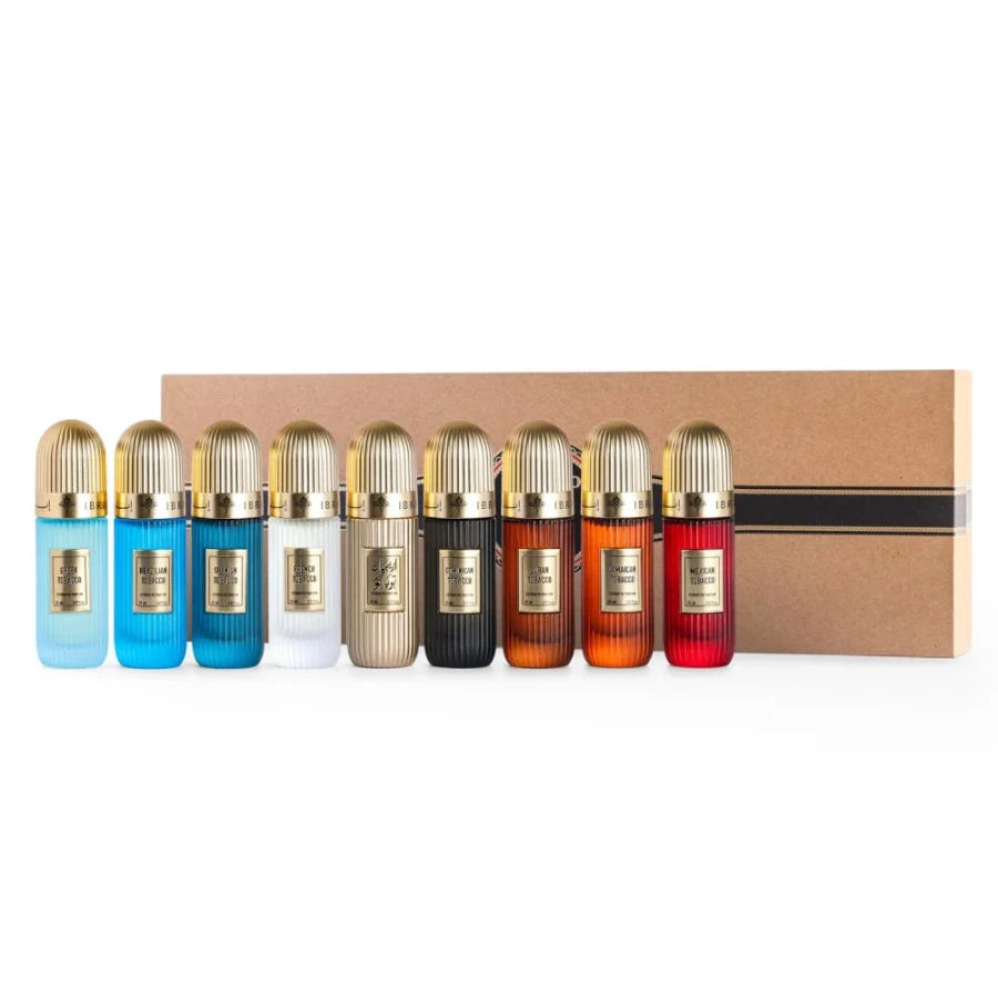 Ibrahim Al-Qurashi  Set Tobacco  - 9 × 20 ml |  ابراهيم القرشي سيت عطور توباكو  - 9 × 20 مل