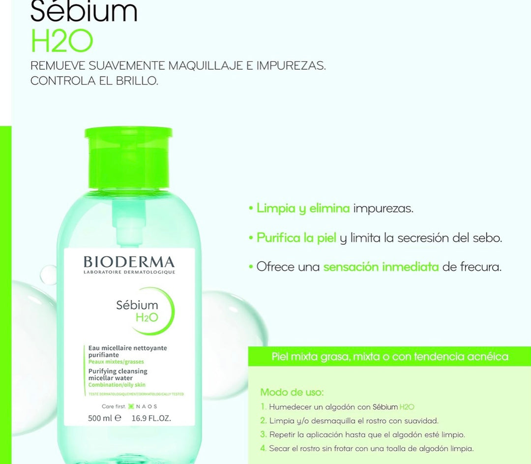 Bioderma Sebium H2O Cleansing Solution Cleanser | بيوديرما مايسلر للبشرة الدهنية و المختلطة