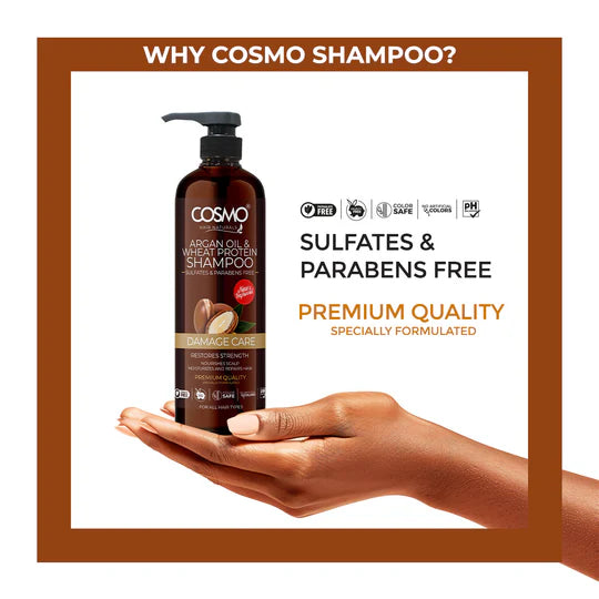 Cosmo Argan Oil & Wheat Protein Shampoo - 1000ml | كوزمو شامبو بزيت الارغان و بروتين القمح - 1000 مل